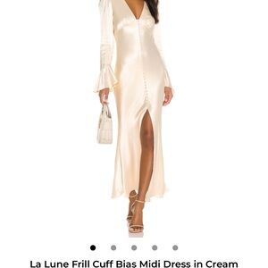 Shona Joy Cream Frill Sleeve Midi Dress